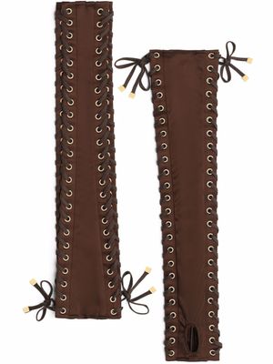 Dolce & Gabbana gants en satin à détail de nœud - Marron