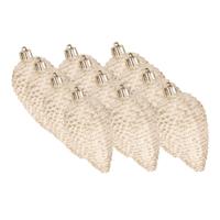 Decoris Dennenappels kersthangers - 12x- creme - 8 cm - kunststof
