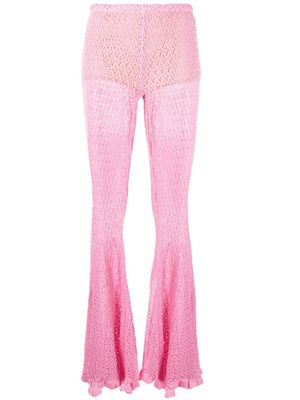 Blumarine pantalon en maille à coupe évasée - Rose