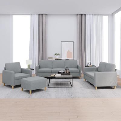 4-delige Loungeset met kussens stof lichtgrijs