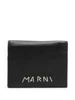 Marni portefeuille en cuir à logo brodé - Noir