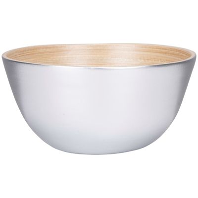 Schaaltje/kommetje - zilver - bamboe - D14 cm x H7 cm