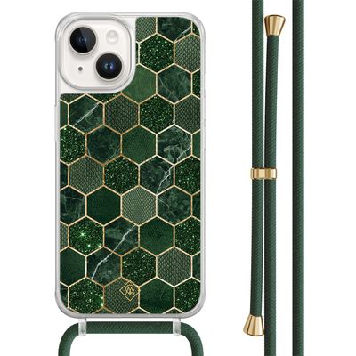 iPhone 14 hoesje met groen koord - Kubus groen