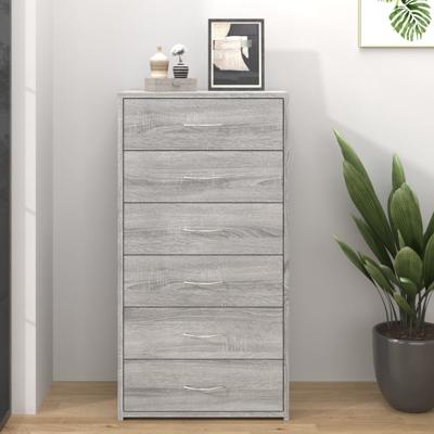 Dressoir met 6 lades 50x34x96 cm bewerkt hout grijs sonoma