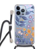 Flowers with blue leaves: iPhone 13 Pro Transparant Hoesje met koord
