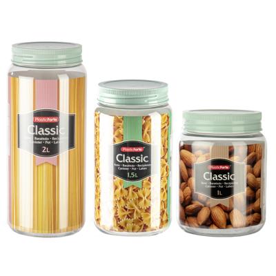 Plasticforte Voorraadpotten - weckpotten - 6x stuks - 1L/1,5L/2L - keuken - voedsel - inmaakpotten