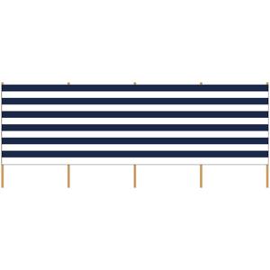 Windscherm - gestreept wit/blauw - 3 meter x 120 cm - Strand/camping scherm