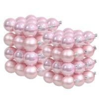 72x stuks roze glazen kerstballen 4 en 6 cm mat/glans - thumbnail