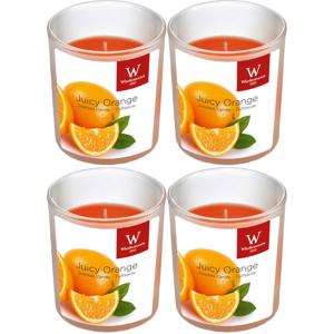 Trend Candles Geurkaars - 4x - in glas - Sinaasappel aroma - 25 branduren - 7 x 8 cm