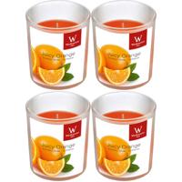 Trend Candles Geurkaars - 4x - in glas - Sinaasappel aroma - 25 branduren - 7 x 8 cm