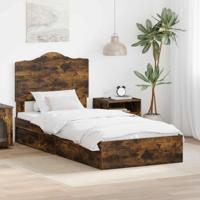 Bedframe met lade Gerookt eiken 75 x 190 cm Bewerkt hout