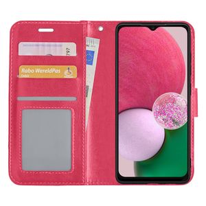 Basey Samsung Galaxy A13 5G Hoesje Book Case Kunstleer Cover Hoes - Donkerroze