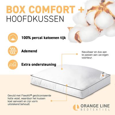 Boxkussen Percale-Katoen - Comfort Plus - Voor - Vulling: Flexofill Polyester Holle Vezel - Dekbed-Discounter.nl