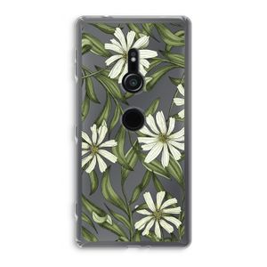 Wit bloemenpatroon: Sony Xperia XZ2 Transparant Hoesje