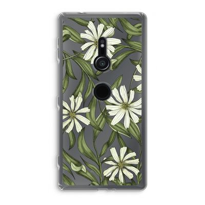 Wit bloemenpatroon: Sony Xperia XZ2 Transparant Hoesje