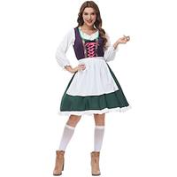 Carnaval Oktoberfest bier Kostuum Jurken Dirndl Trachtenkleider Oktoberfest / bier Bavarian Wiesn Weiden Dames Doek in traditionele stijl Hemd Kleding Schort Lightinthebox