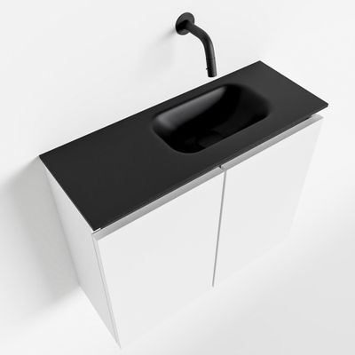 Toiletmeubel Mondiaz Ture | 60 cm | Meubelkleur Talc | Eden wastafel Urban Rechts | Zonder kraangat