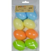 8x Plastic eitjes pastel multikleur/gekleurd 6 cm decoratie/versiering   - - thumbnail