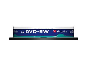 Verbatim 43552 DVD-RW disc 4.7 GB 10 stuk(s) Spindel Herschrijfbaar