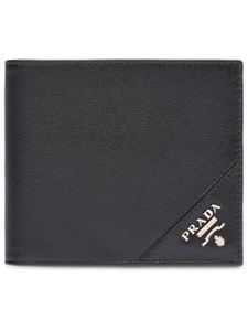 Prada portefeuille pliant à plaque logo - Noir