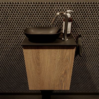 Mondiaz Fowy toiletmeubel 40cm washed oak met blad en waskom urban links 1 kraangat