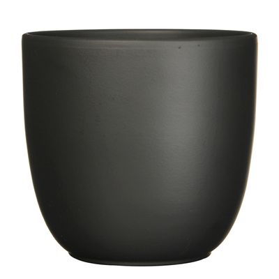 Plantenpot/bloempot Tusca - Zwart - keramiek - mat - D31/H28 cm