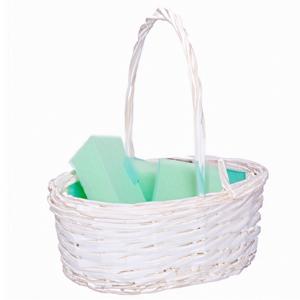 CM Cadeaumand met hengsel - wit - riet - 35 x 27 x 13 cm - rieten mand