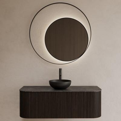 Badkamerspiegel Gliss Design Kosmos | 100 cm | Indirecte LED verlichting | Sensor bediening | Met spiegelverwarming | Mat zwart
