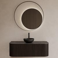 Badkamerspiegel Gliss Design Kosmos | 100 cm | Indirecte LED verlichting | Sensor bediening | Met spiegelverwarming | Mat zwart