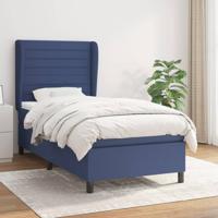 Boxspring met matras stof blauw 90x200 cm