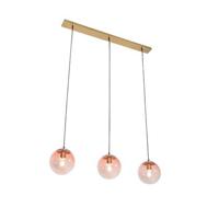 QAZQA Art deco hanglamp messing met roze glas 3-lichts - Pallon - thumbnail