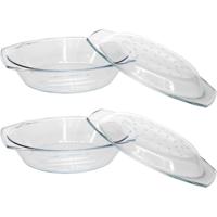 Cosy & Trendy Ovenschaal ovaal/rond - 2x - 33 x 20 x 9 cm - glas