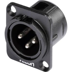 Hicon HI-X3DM-M XLR-connector Flensstekker, contacten recht Aantal polen: 3 Zwart 1 stuk(s)