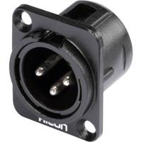 Hicon HI-X3DM-M XLR-connector Flensstekker, contacten recht Aantal polen: 3 Zwart 1 stuk(s) - thumbnail