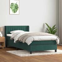 Boxspring met matras fluweel donkergroen 90x210 cm