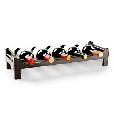 Wijnrek of wijnflessen rek - stapelbaar - bruin - kunststof - 63 x 23 x 13 cm - voor 6x flessen