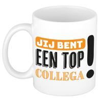 Cadeau koffie/thee mok voor collega - oranje - keramiek - 300 ml - top collega