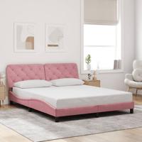 Bedframe zonder matras fluweel roze 160x200 cm