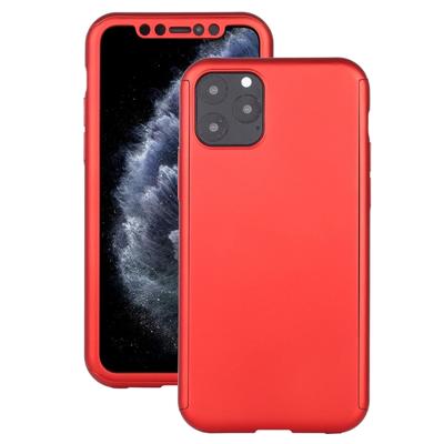 Voor iPhone 11 Pro schokbestendige PC volledige dekking beschermhoes met gehard glas film (rood)