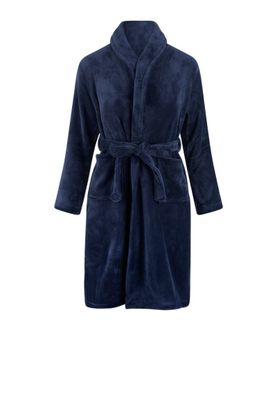 Relax Company Donkerblauwe fleece kinderbadjas met naam borduren