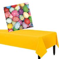 Pasen gedekte tafel set geel tafelkleed met 20x pasen thema servetten 33 x 33 cm