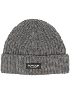 DONDUP bonnet en maille nervurée à patch logo - Gris