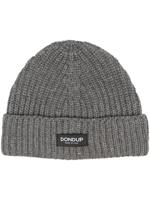 DONDUP bonnet en maille nervurée à patch logo - Gris