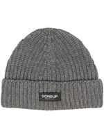 DONDUP bonnet en maille nervurée à patch logo - Gris