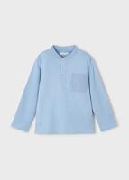 Mayoral Zomer polo shirt L/S mao kraag jongens - parel wit