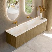 Badmeubel Mondiaz Kurve-Dlux | 165 cm cm | Meubelkleur Dusk | Wastafelkleur Ostra | Solid surface | Dubbel / Links spoelbak | Zonder kraangat(en)