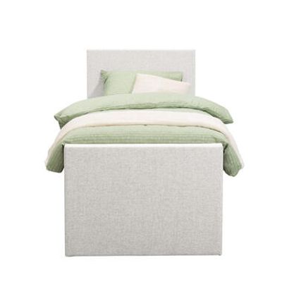 Boxspring met opbergruimte en voetbord Liv egaal - ecru - 90x200cm - Leen Bakker