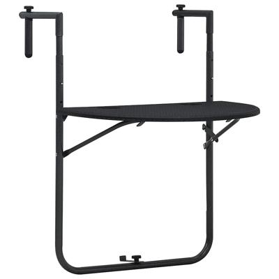 Balkontafel hangend 60x64x83,5 cm rattan-look kunststof zwart