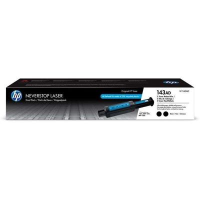 HP 143A pakket met 2 originele Neverstop zwarte tonernavulkit (W1143AD), voor HP Neverstop 1000/1200 serie