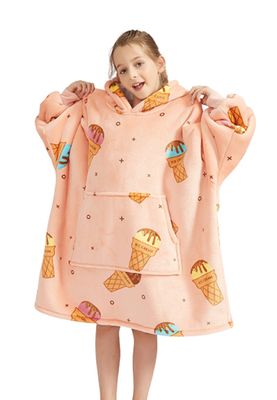 Fleece deken met mouwen & capuchon - kind - ijsjes